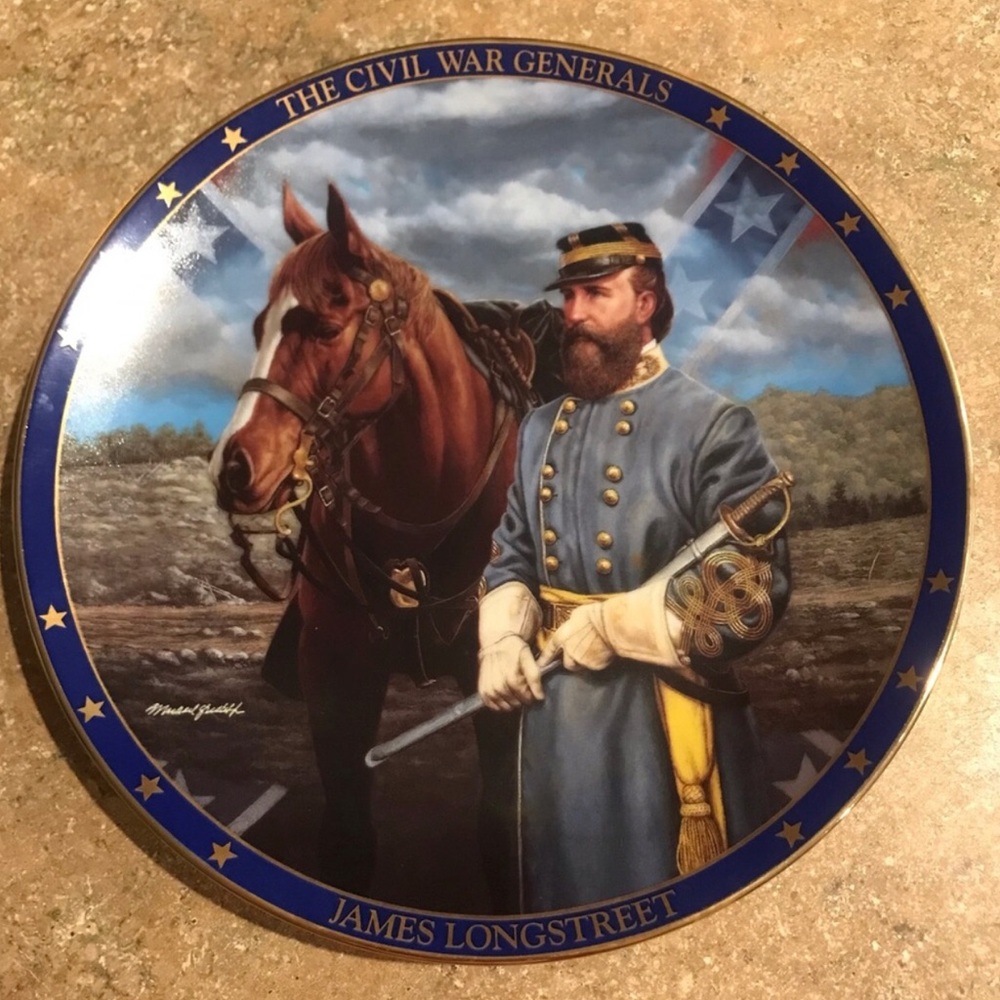 James Longstreet Decorative Wall Plate in Blue and Gold from Hamilton Collection